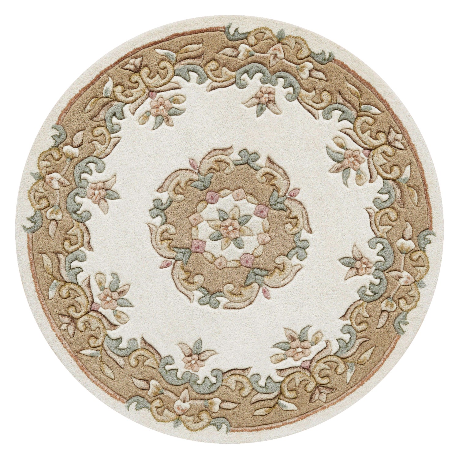 Royal Traditional Circle Rug Cream Beige